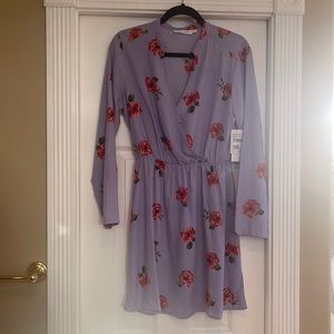 All in favor medium purple flower dress long sleeve.